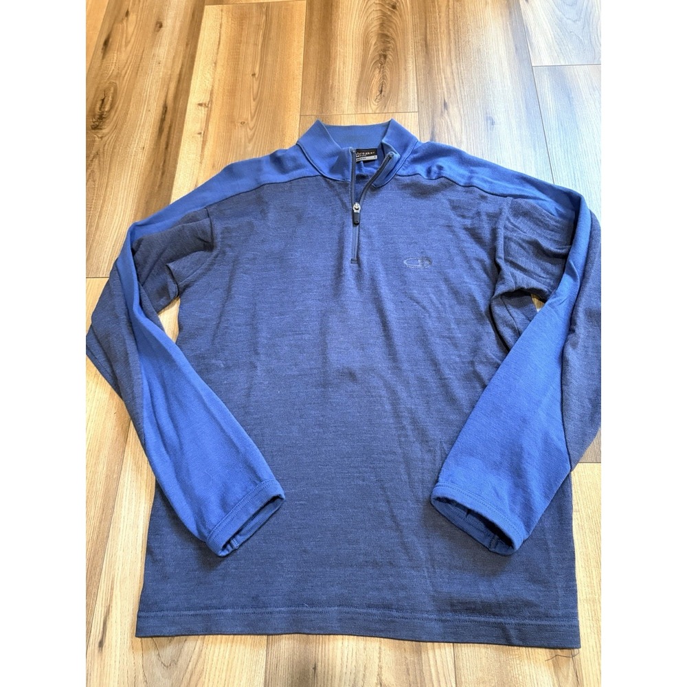 Icebreaker Sport 320 100% Merino Wool Quarterzip Pullover Sweater Men's S Blue